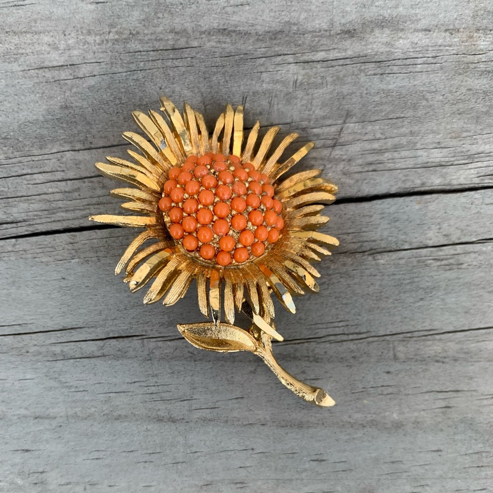 60s Mcm Vintage Enamel Floral Brooch